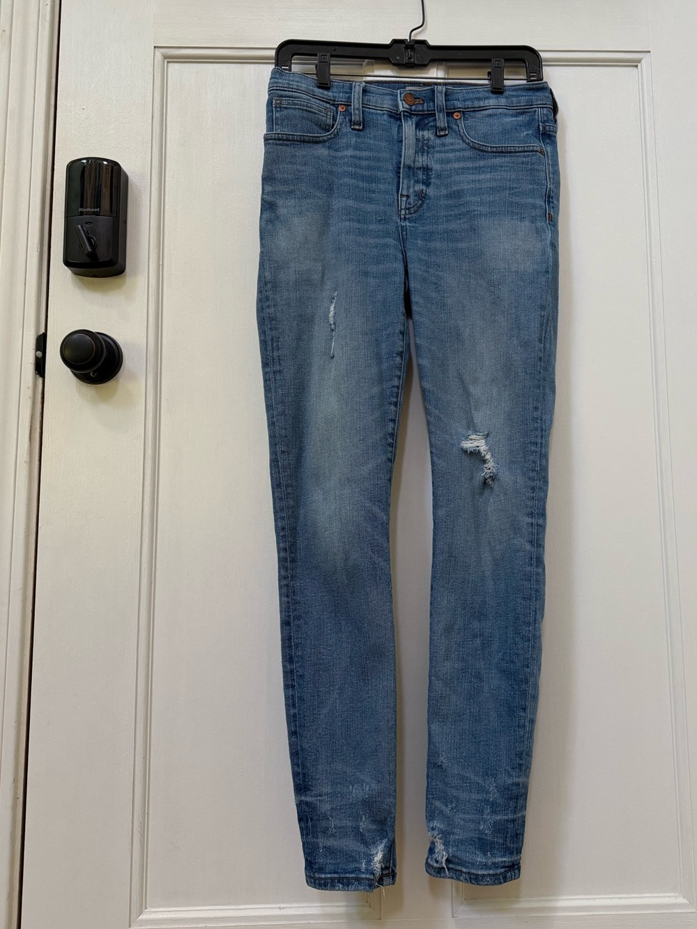 Madewell Light Blue Skinny Jeans with Subtle Distressing